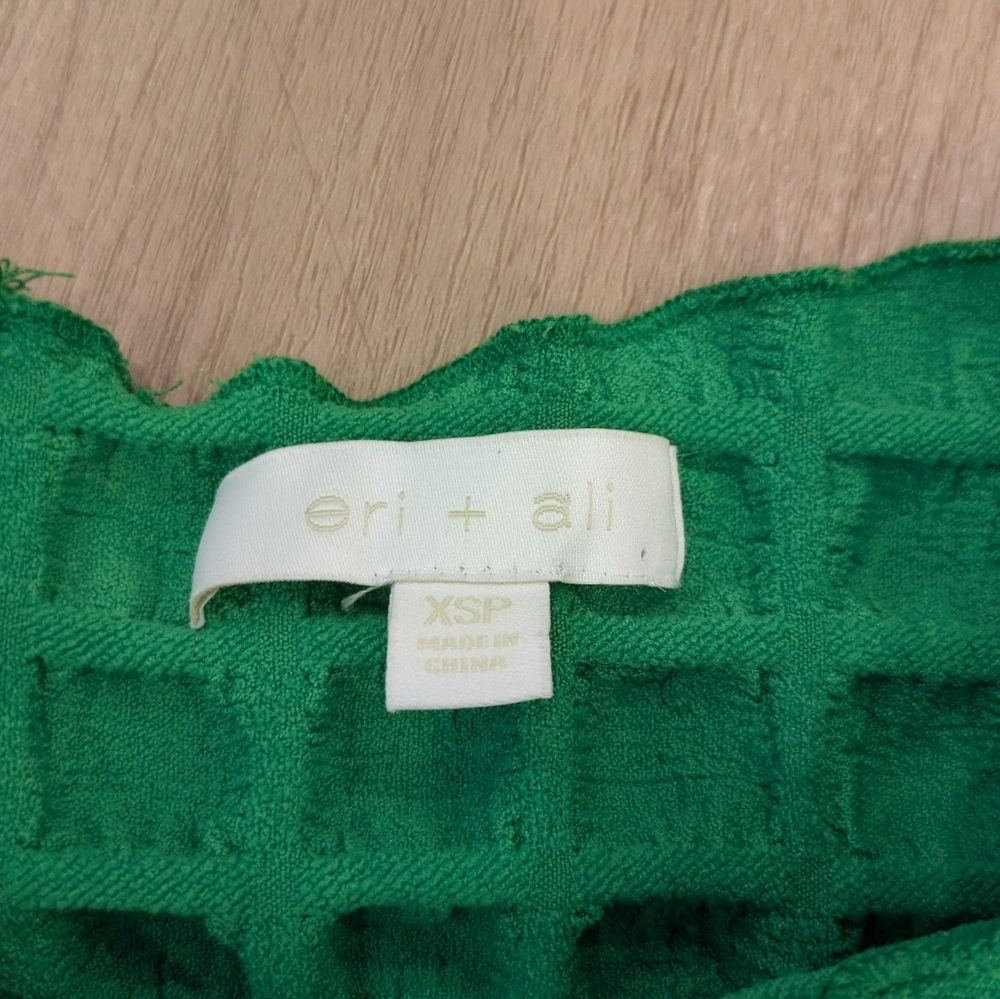 Anthropologie Eri + Ali Green Puff Sleeve And Puff Fabric Cropped Shirt Size XSP - Picture 5 of 7